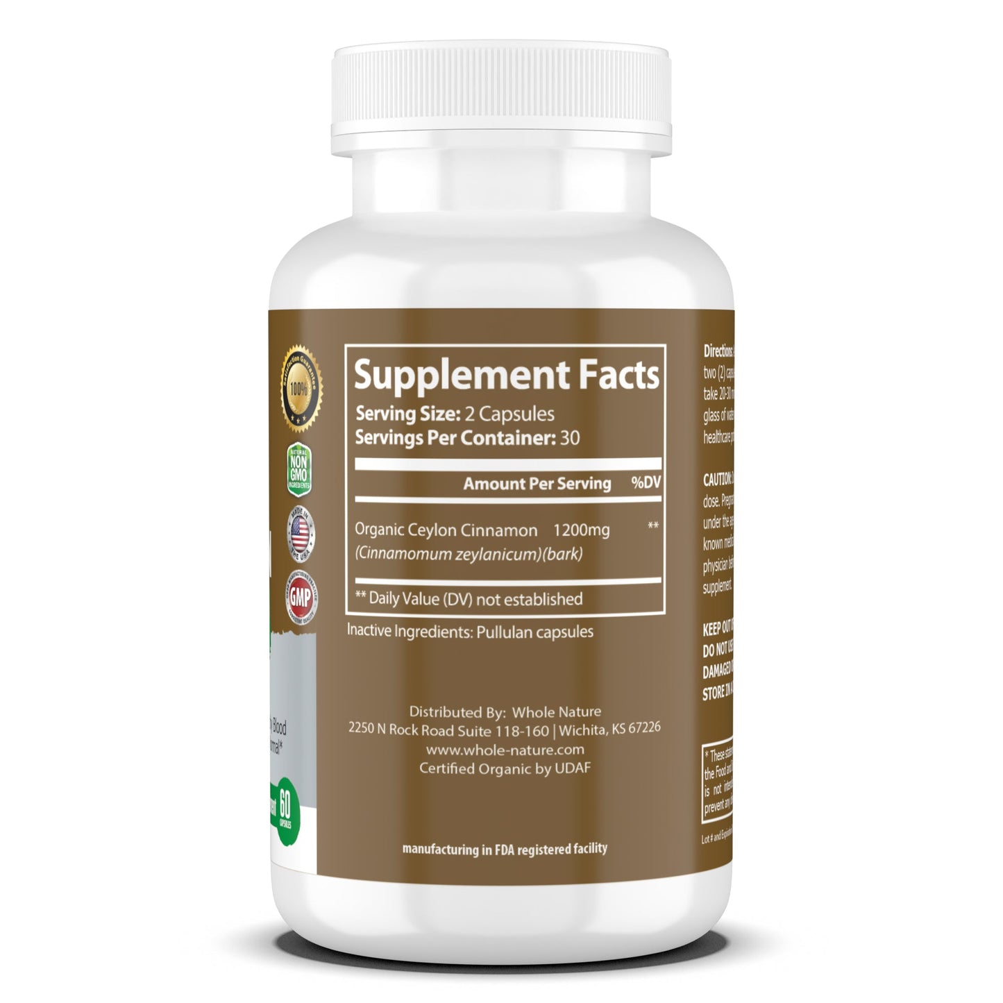 Cinnamon Capsules 1200mg, Made With Organic Ceylon