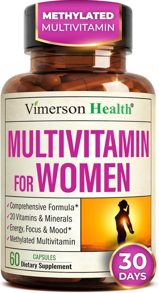 Methylated Multivitamin for Women w/Bioavailable Vitamins, Chelated Minerals, Vitamin D, B12, C, A & Zinc for Energy, Focus and Immune Health – Premium Womens Multivitamins & Multiminerals – 60 Caps