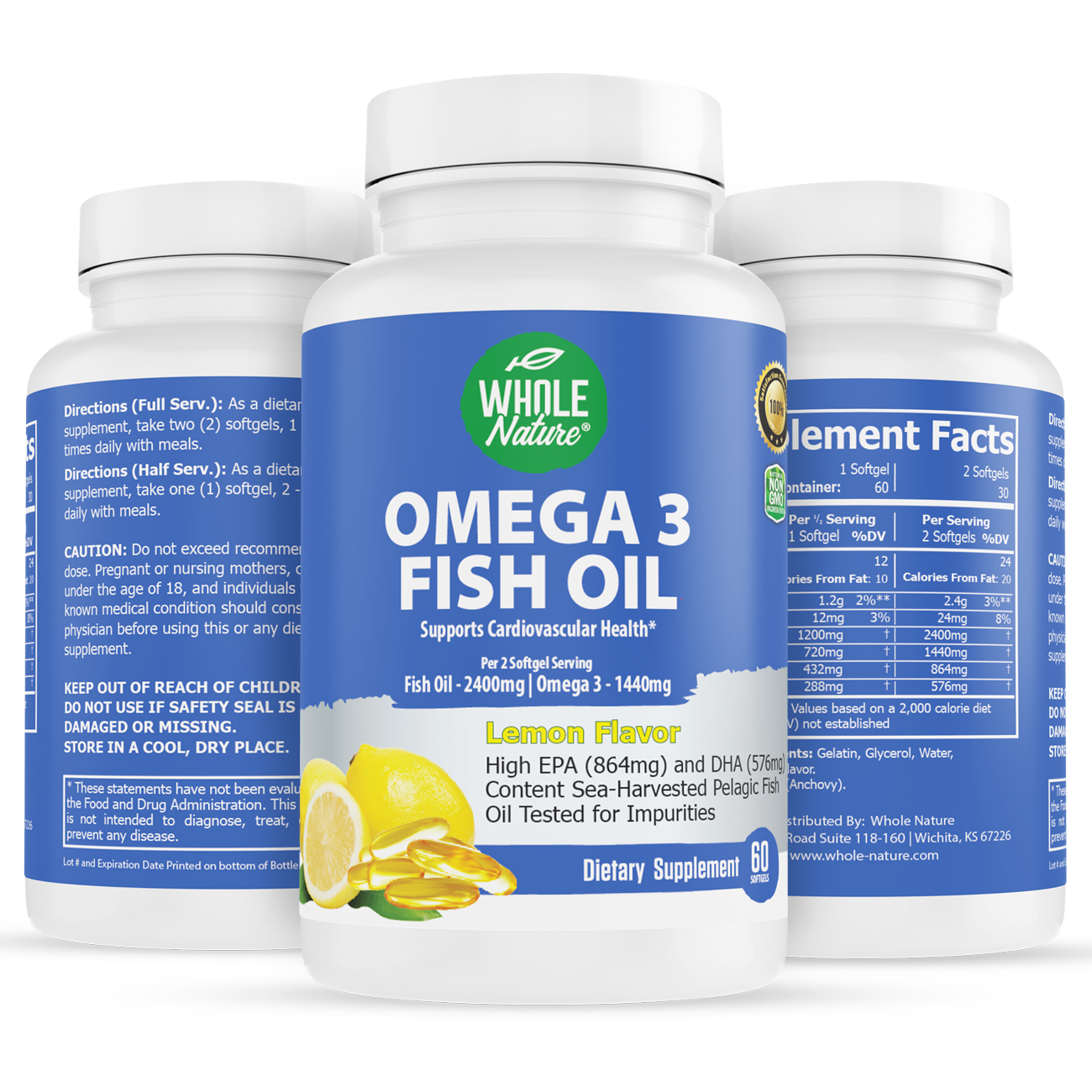 Whole Nature Omega 3 Fish Oil 2400mg
