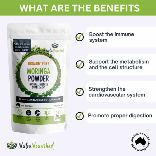 Organic Pure Moringa Leaf Powder 60g | Superfood Nutra Nourished
