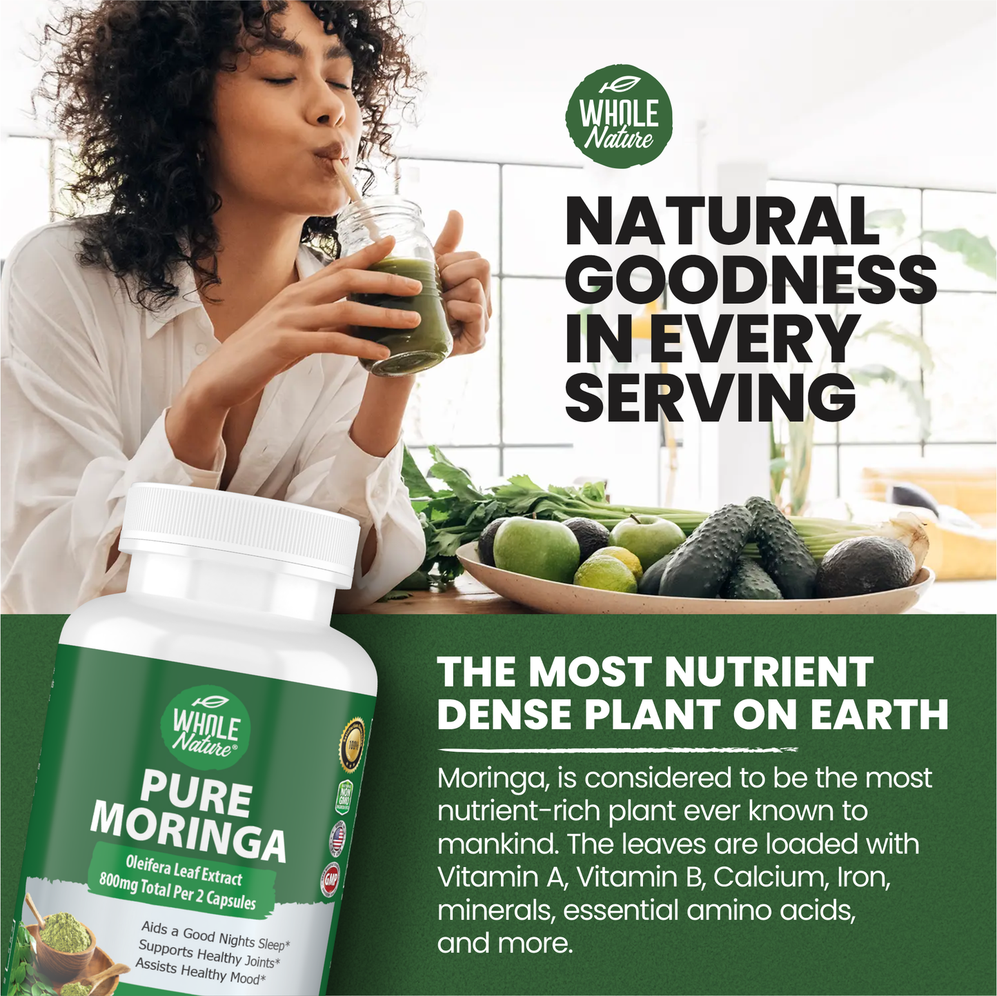 Moringa Capsules, 800mg Organic Moringa Oleifera